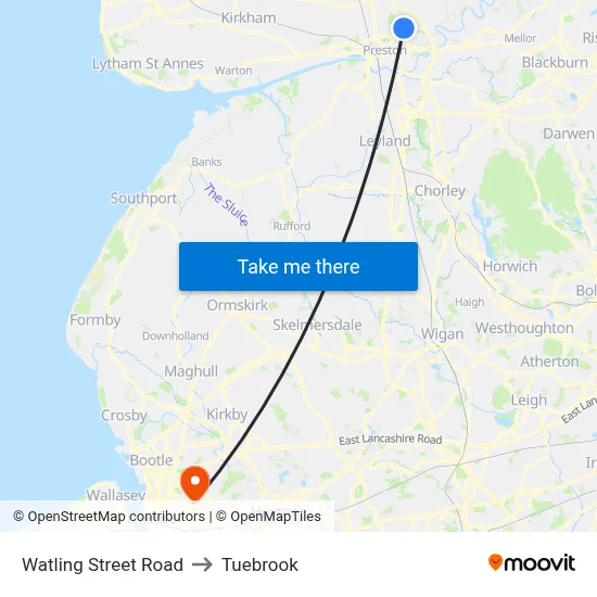 Watling Street Road to Tuebrook map