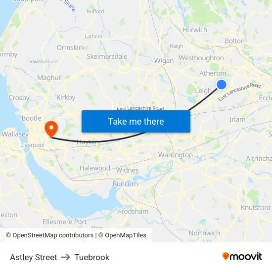 Astley Street to Tuebrook map