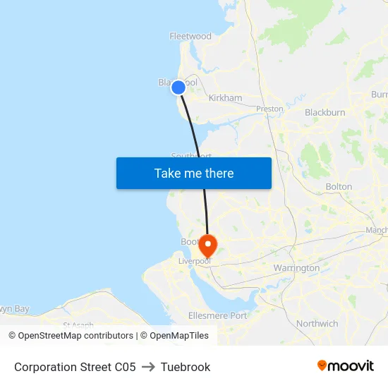 Corporation Street C05 to Tuebrook map