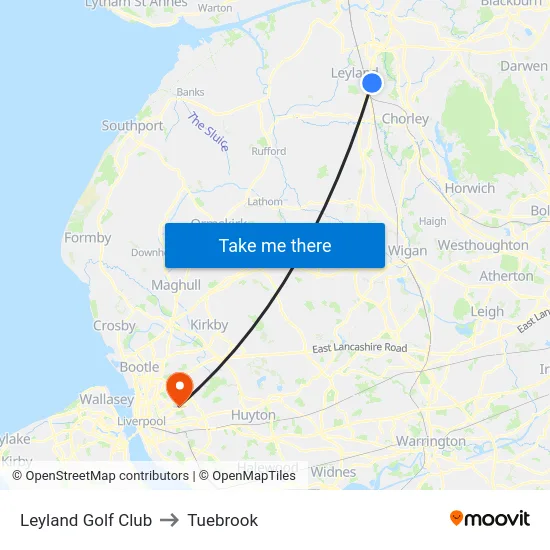 Leyland Golf Club to Tuebrook map