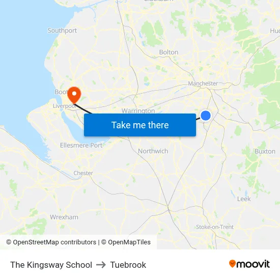 The Kingsway School to Tuebrook map