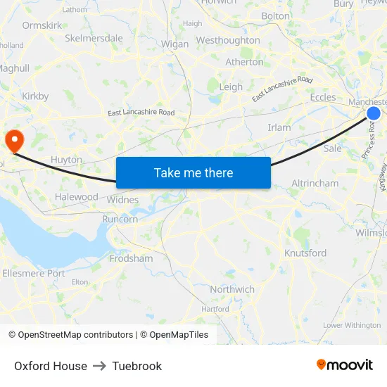 Oxford House to Tuebrook map