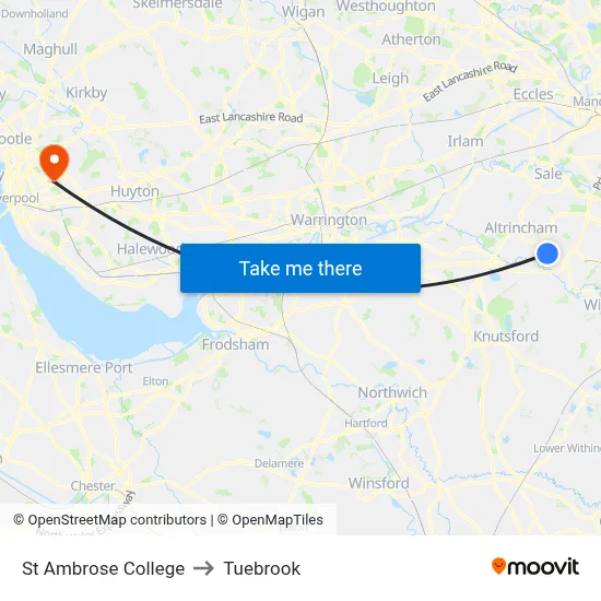 St Ambrose College to Tuebrook map
