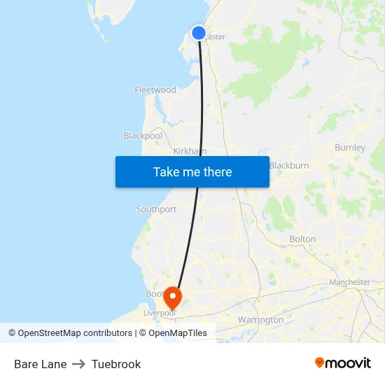 Bare Lane to Tuebrook map