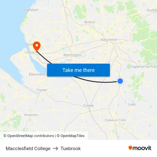 Macclesfield College to Tuebrook map