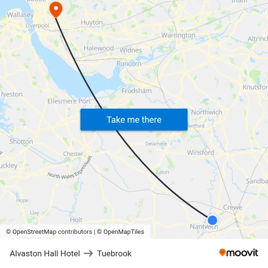 Alvaston Hall Hotel to Tuebrook map