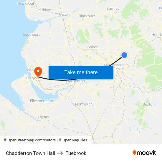 Chadderton Town Hall to Tuebrook map