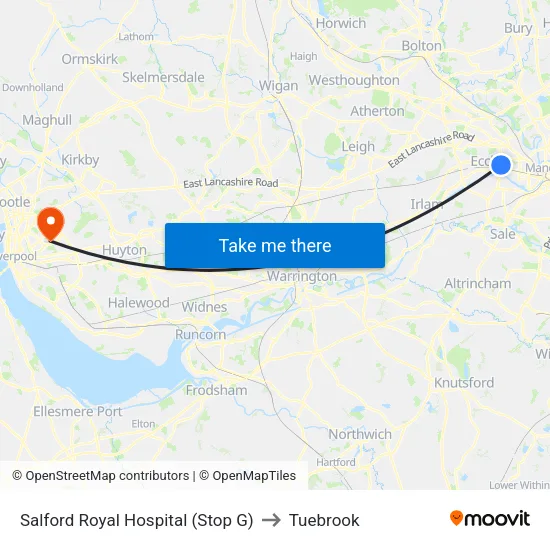 Salford Royal Hospital to Tuebrook map
