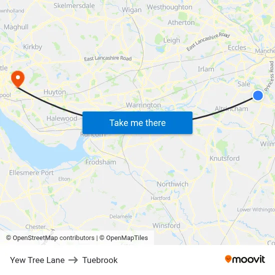 Yew Tree Lane to Tuebrook map