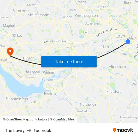 The Lowry to Tuebrook map