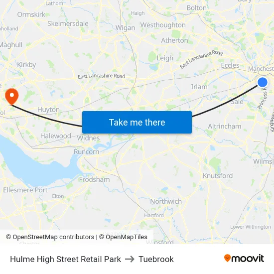 Hulme High Street Retail Park to Tuebrook map