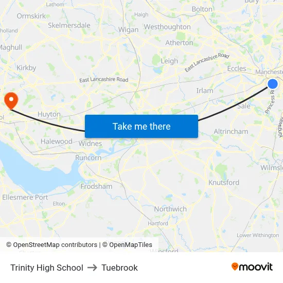 Trinity High School to Tuebrook map