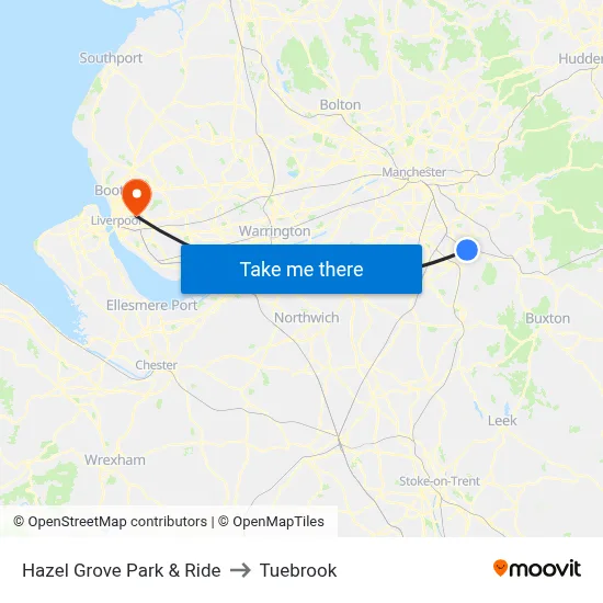 Hazel Grove Park & Ride to Tuebrook map