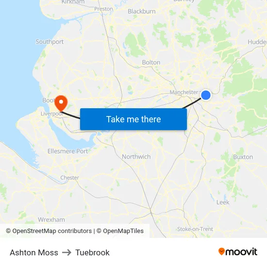 Ashton Moss to Tuebrook map