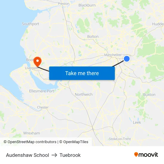 Audenshaw School to Tuebrook map