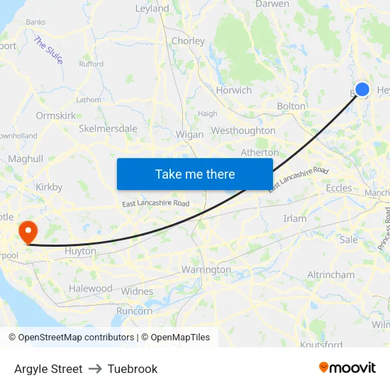Argyle Street to Tuebrook map