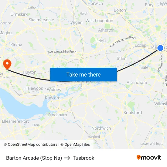 Barton Arcade to Tuebrook map