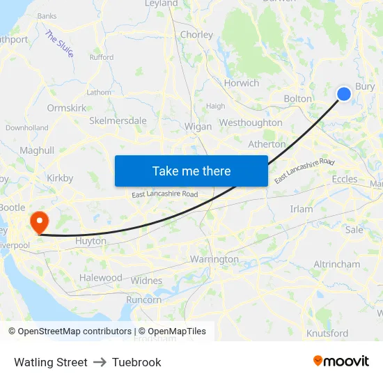Watling Street to Tuebrook map