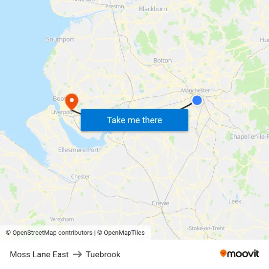 Moss Lane East to Tuebrook map