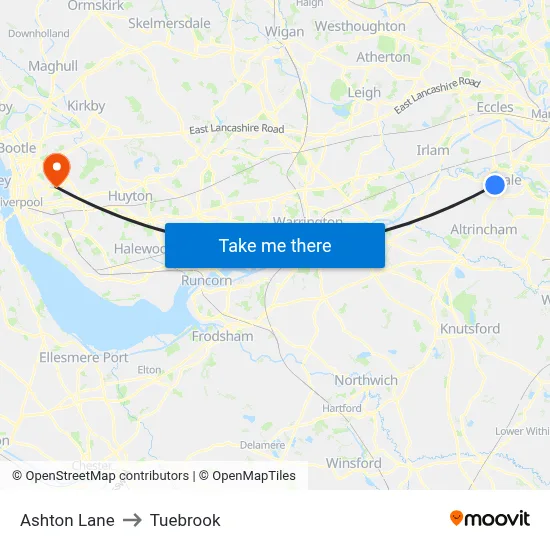 Ashton Lane to Tuebrook map