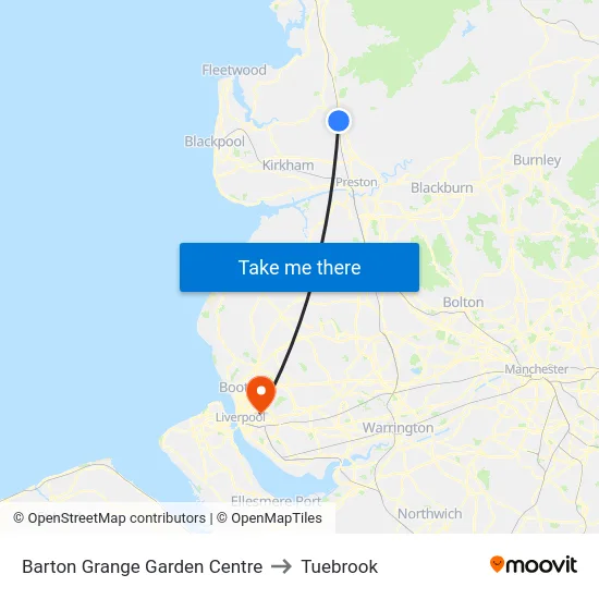 Barton Grange Garden Centre to Tuebrook map