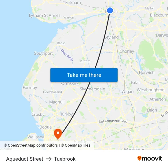Aqueduct Street to Tuebrook map