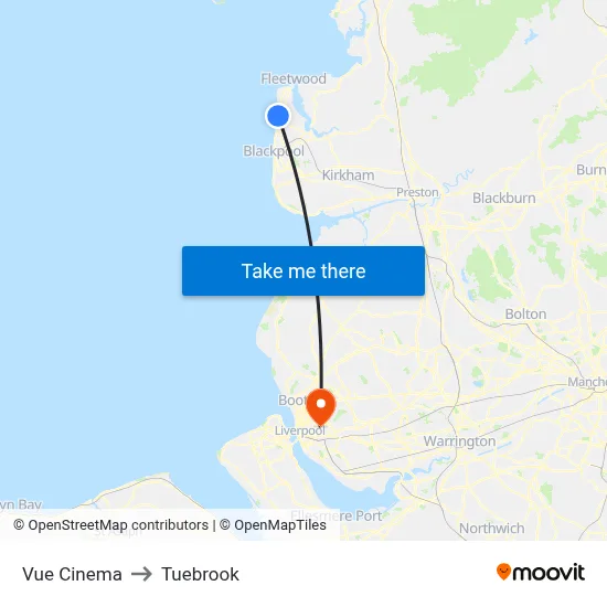 Vue Cinema to Tuebrook map