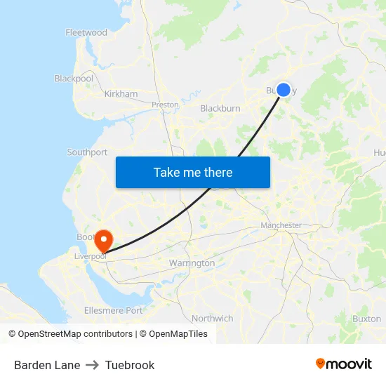 Barden Lane to Tuebrook map