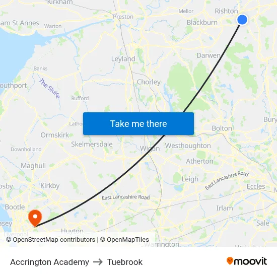 Accrington Academy to Tuebrook map