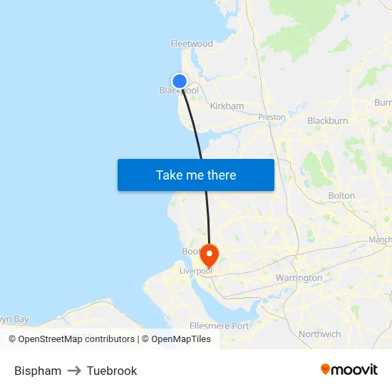 Bispham to Tuebrook map