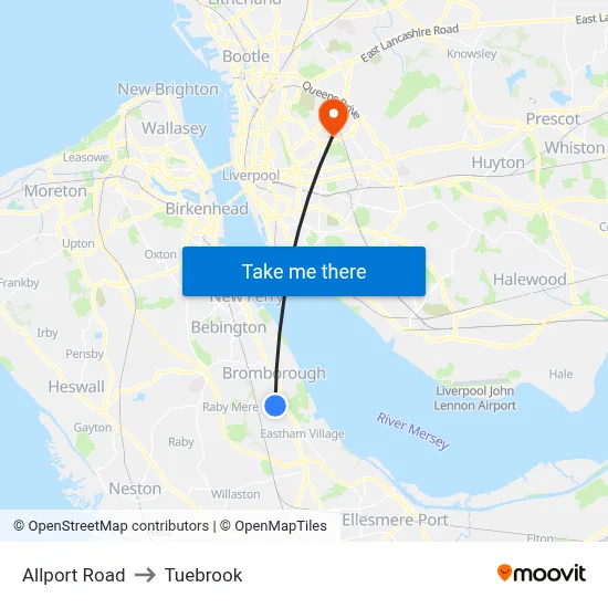 Allport Road to Tuebrook map