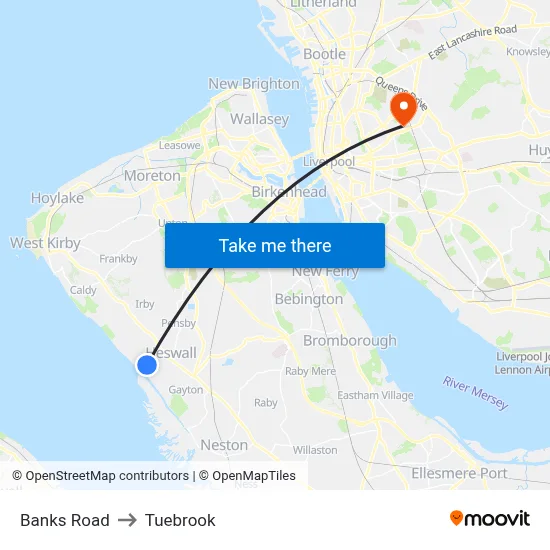 Banks Road to Tuebrook map