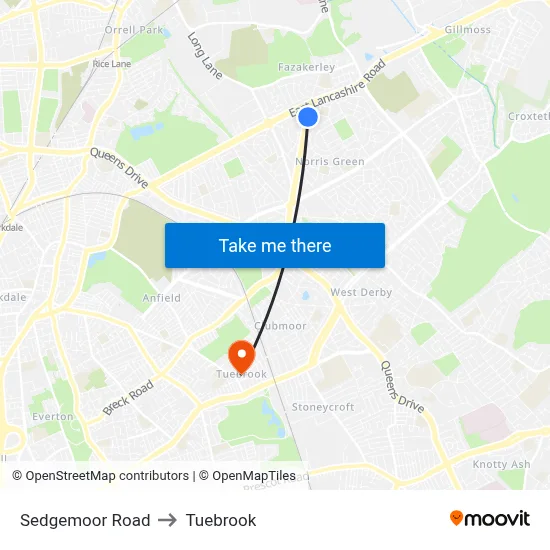 Sedgemoor Road to Tuebrook map