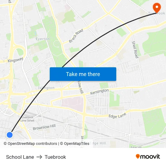 School Lane to Tuebrook map