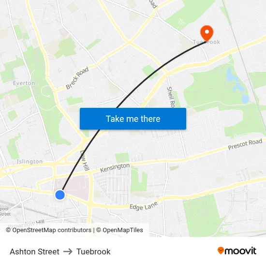 Ashton Street to Tuebrook map