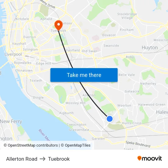 Allerton Road to Tuebrook map
