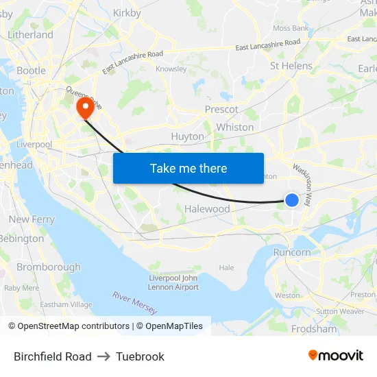 Birchfield Road to Tuebrook map