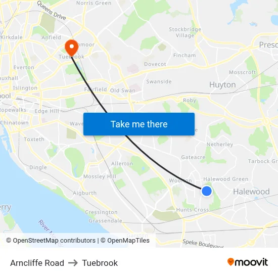 Arncliffe Road to Tuebrook map