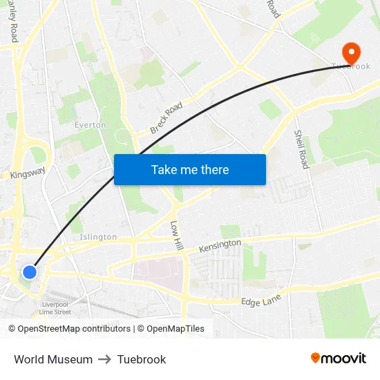 World Museum to Tuebrook map