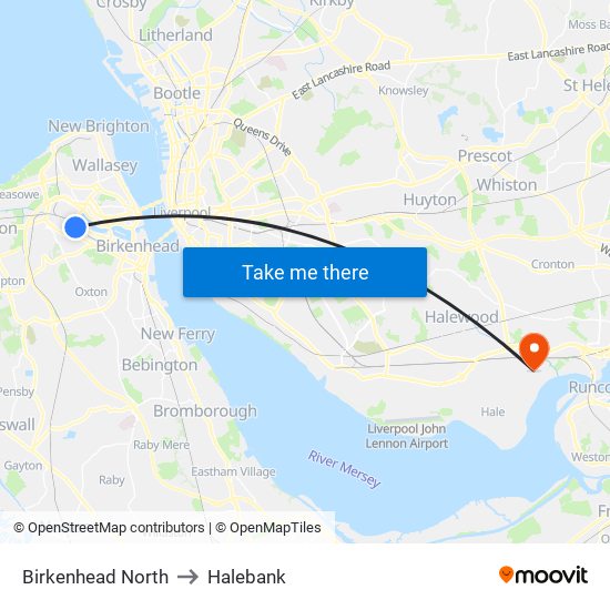 Birkenhead North to Halebank map