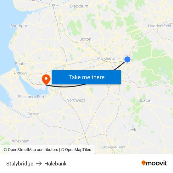 Stalybridge to Halebank map