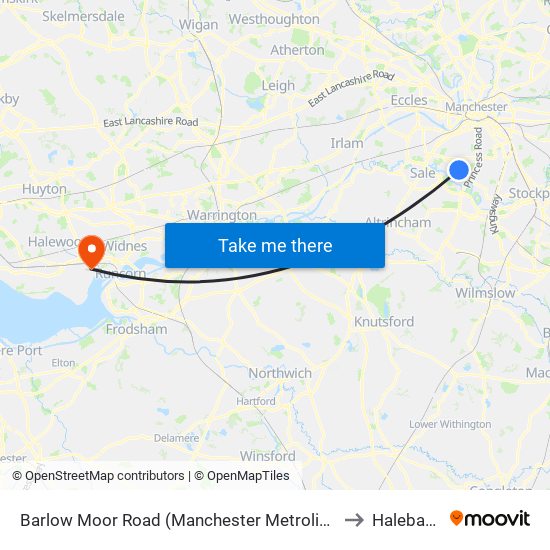 Barlow Moor Road (Manchester Metrolink) to Halebank map