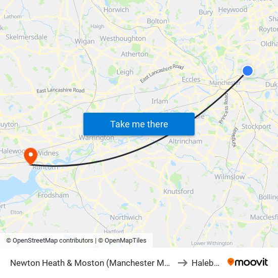 Newton Heath & Moston (Manchester Metrolink) to Halebank map