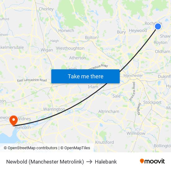 Newbold (Manchester Metrolink) to Halebank map