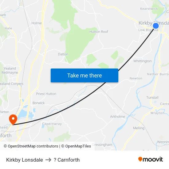 Kirkby Lonsdale to ? Carnforth map