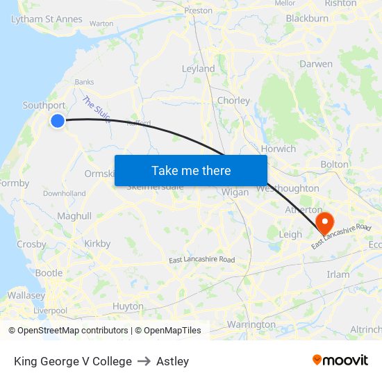 King George V College to Astley map