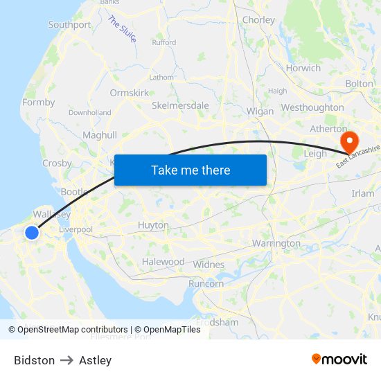 Bidston to Astley map