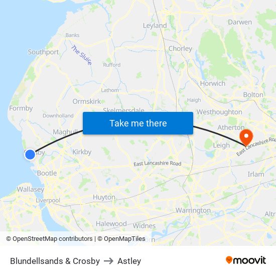 Blundellsands & Crosby to Astley map