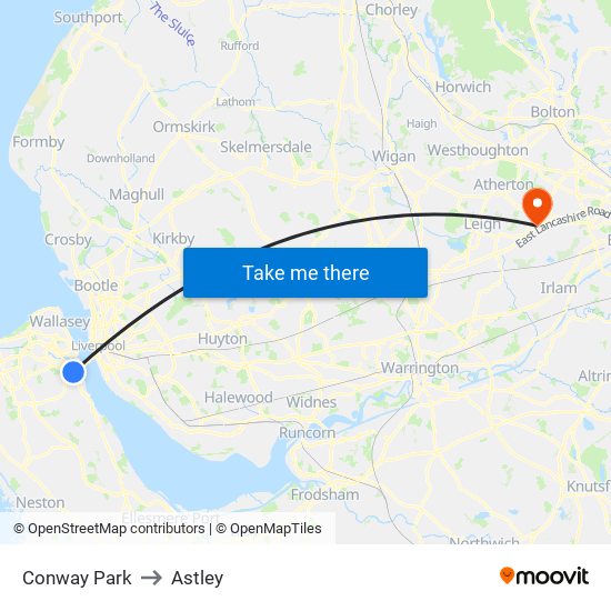 Conway Park to Astley map