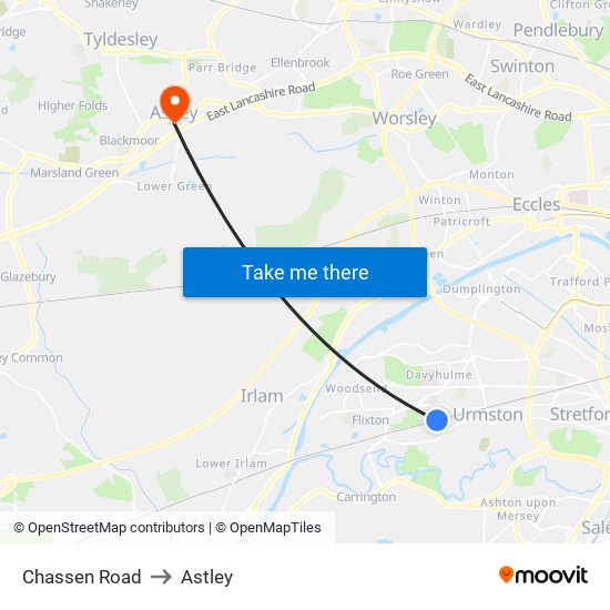 Chassen Road to Astley map